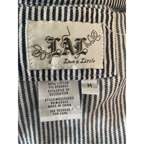 L.A.L Live A Little Long Sleeve Striped Cotton Full Zip Jacket Size Medium - Picture 4 of 9
